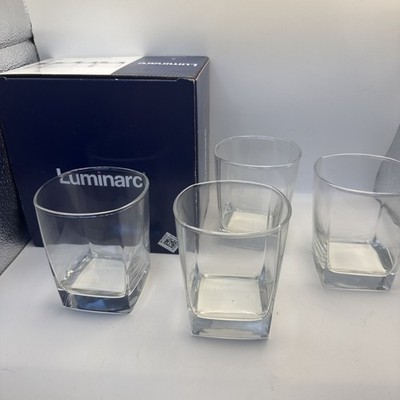 Luminarc Set Of 4 Sterling 13 Oz Double Old Fashion Glasses Made In USA 4  Tall.