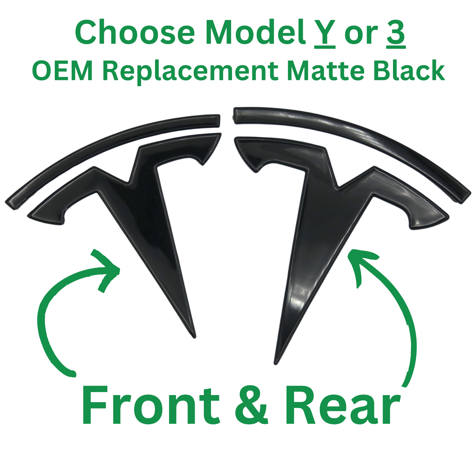 Tesla MODEL Y or 3 Front & Rear Combo Emblem Badge Logo OEM Upgrade BLACK-image