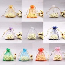 100X Organza Mesh Gift Bags Pounches Shiny Star Moon Drawstring for Jewellery
