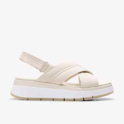 CLARKS - DAMEN SANDALE MIT KREUZRIEMEN AUS LEDER HELLBEIGE TUSCAN CROSS