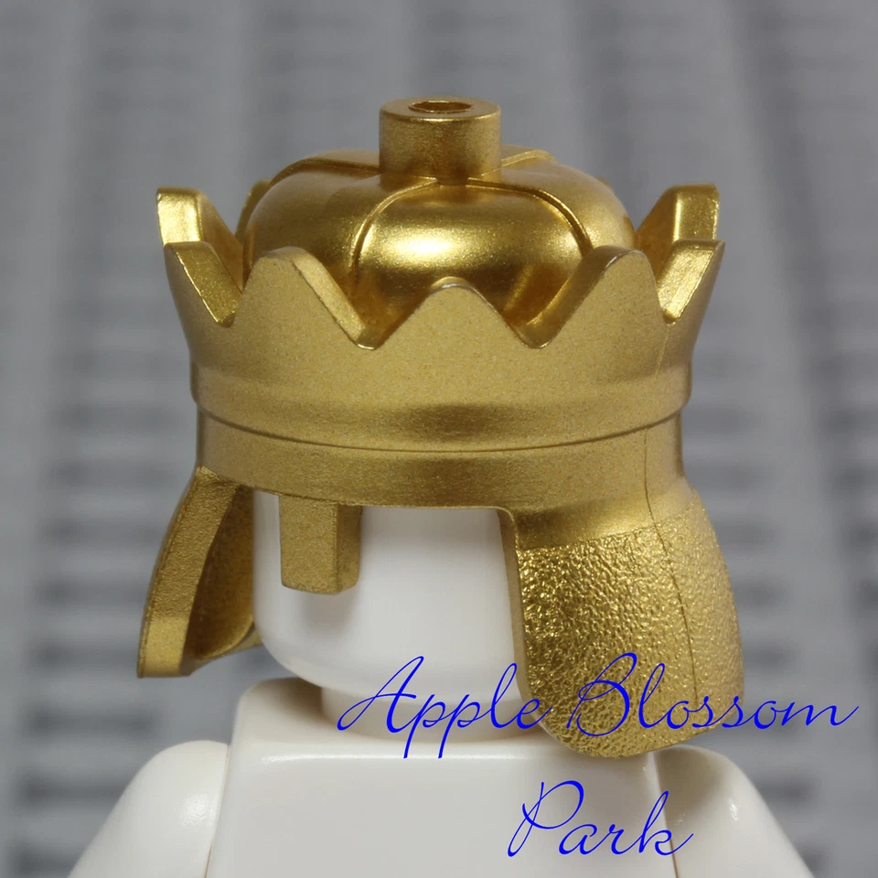 NEW Lego Minifig METALLIC GOLD CROWN King Prince Helmet Castle Kingdom Head Gear - Image 2 of 4