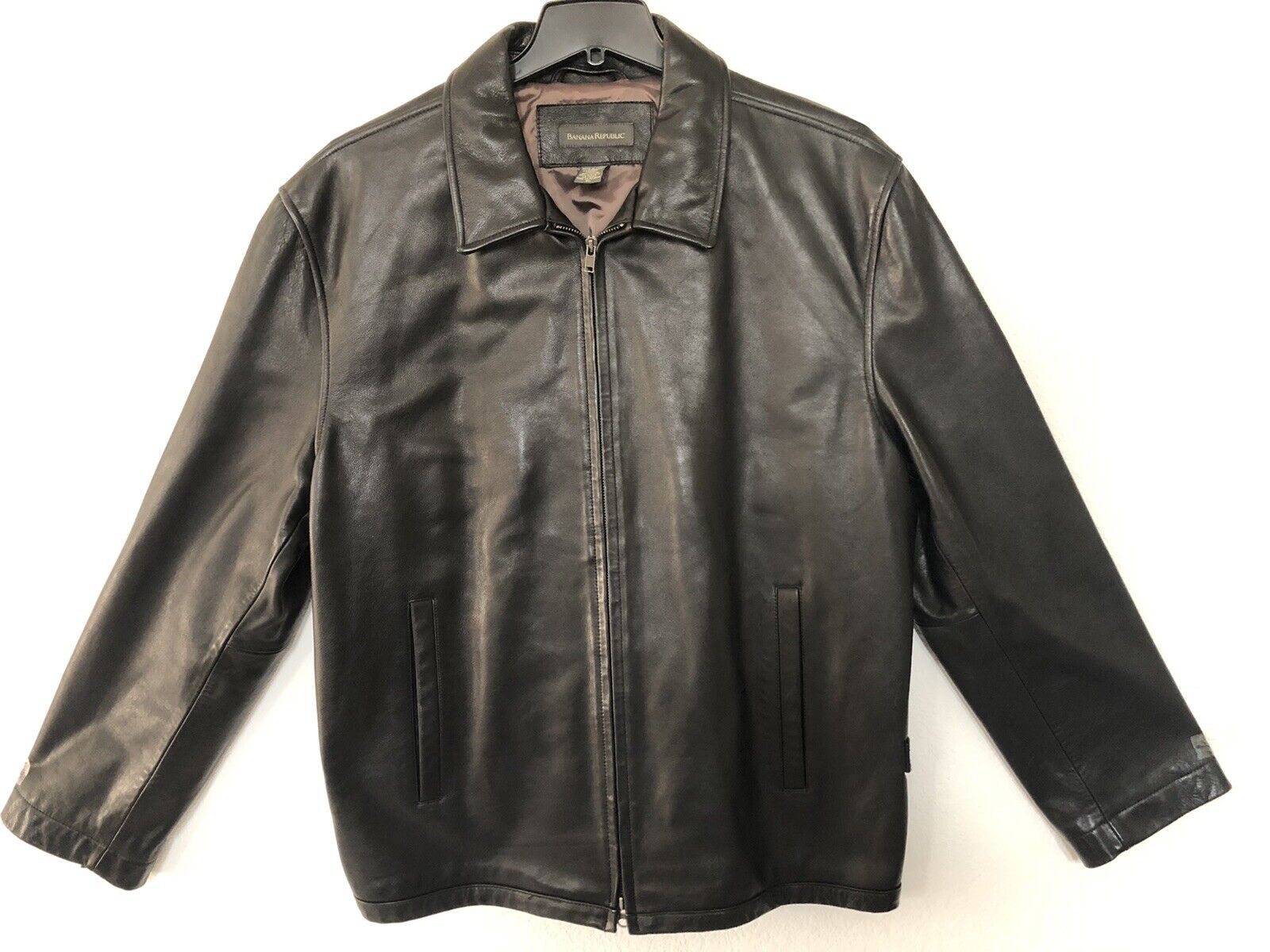 Polo Ralph Lauren Black Leather Jacket Mens L Plaid Lined, 46% OFF