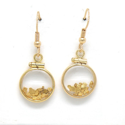 Genuine natural gold nuggets in 14k yellow gold filled dangle earring New