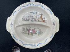 Pfaltzgraff Tea Rose Child Baby Divided Warming Plate Dish Selandia  Fork/Spoon