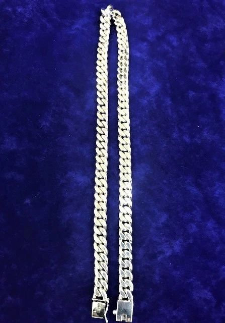 Collana In Argento Sterling 925 Da Uomo 20" Catena Cubana Curb Solid Link - Immagine 3 di 4