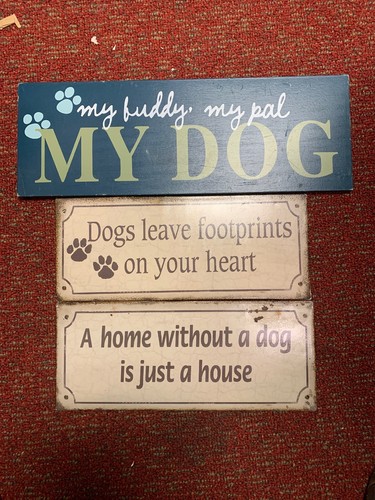 Cute dog Sign Lot Bundle 3x Hangable Signs