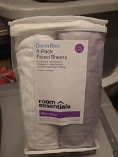 Room Essentials Dorm Bed 4 Pack Fitted Sheets Twin Twin XL Microfiber White Lav