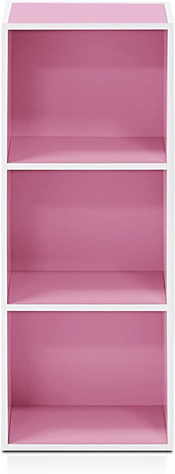 3 Tier Open Shelf Bookcase White/Pink