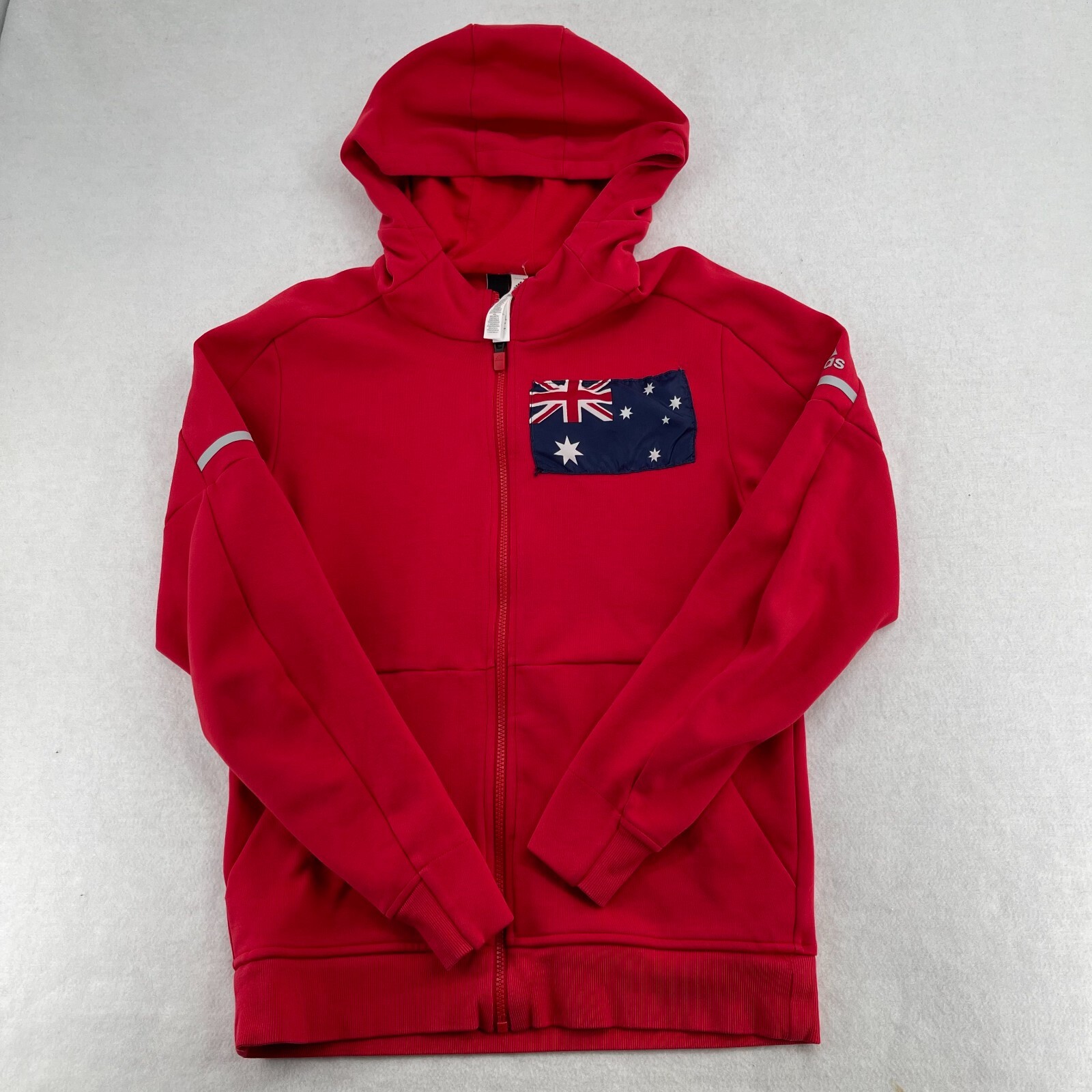 Adidas Mens Red Full zip Australian Flag Hooded track… Gem