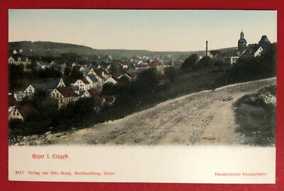 Postcard Geyer in the Erzgebirge around 1910 panoramic view (69397