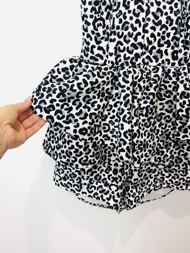 Cameo Womens Romper Playsuit S White Black Leopard Print Low Back Festival Party - Photo 2/9