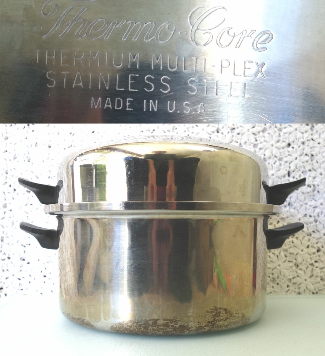 POT TYPE 4 - TERMIT STEEL 【USED】 THERMO CORE Thermium Multi-Plex Stainless Steel 6 Qt Stock Pot w
