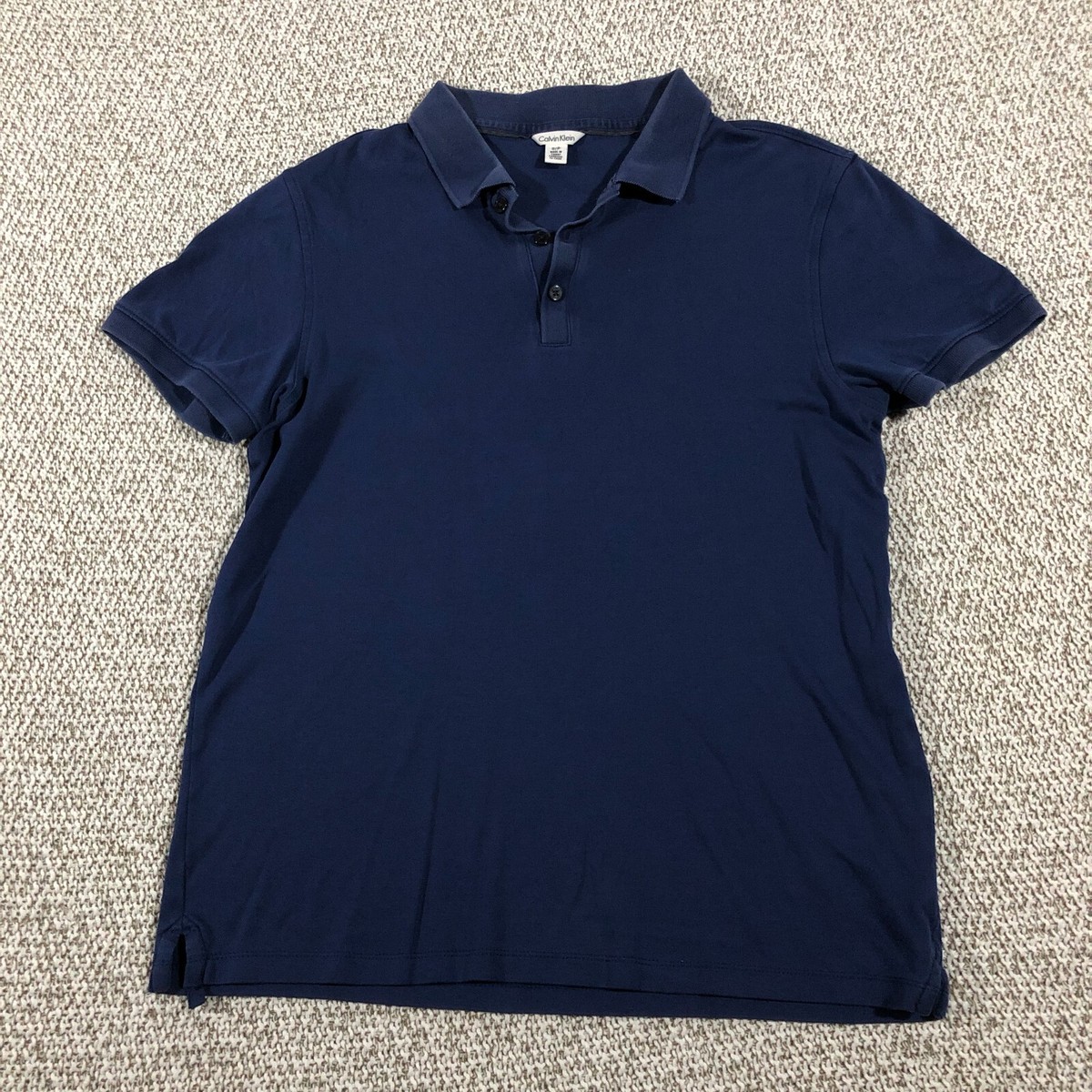 Calvin Klein Shirt Adult S Blue Short Sleeve Polo Rugby Cotton Casual Mens  0633