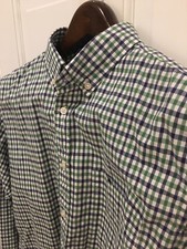 Uniqlo Plaid Checkered Gingham Long Sleeve Dress Green Shirt Mens Small