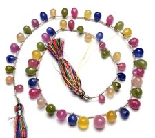 Natural Gem Multi Sapphire 7x5 to 12x9MM Size Faceted Teardrop Shape Beads 18"