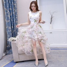 Plage de femmes irrégulière robe sans manche Jupe bulle fleur en dentelle