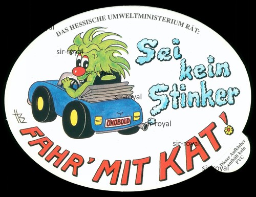 Werbe Aufkleber - Fahr mit Katalysator - Ökobold - 16x12cm - Vintage 80er 90er