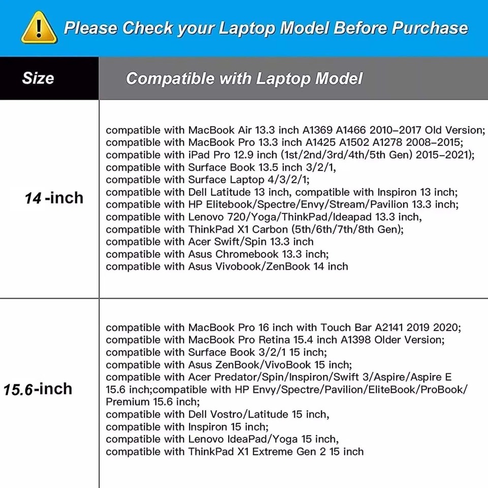 Funda delgada para portátil bolsa de negocios 14"/15,6" para Macbook Air Pro Lenovo Dell Foto 4 de 4