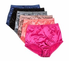 Lot 6 PRETTY SATIN Briefs Style PANTIES Women Underwear 38301X S M L XL 2X