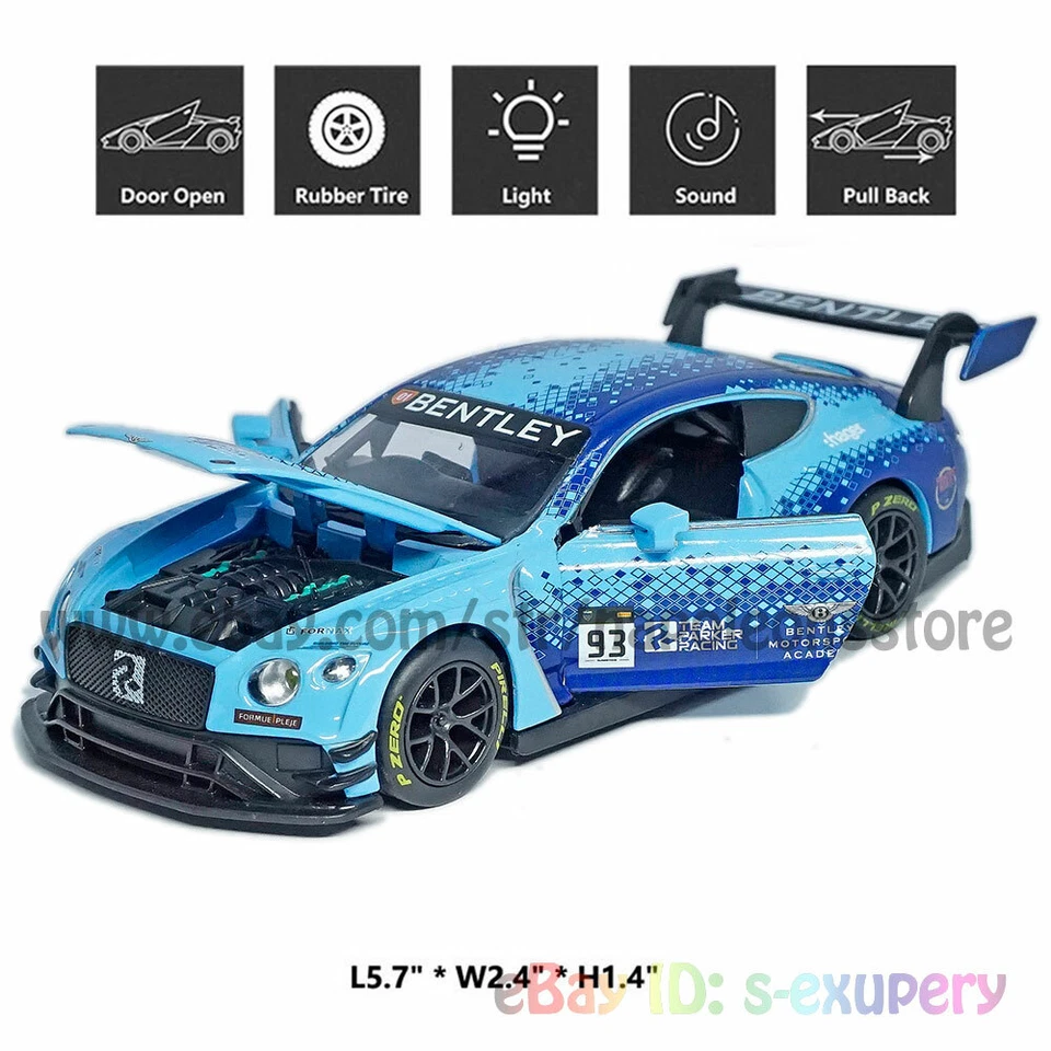 1/32 Bentley Continental GT3 #93 Modelo Coche Diecast Vehículo Colección Niños Regalo Foto 2 de 4