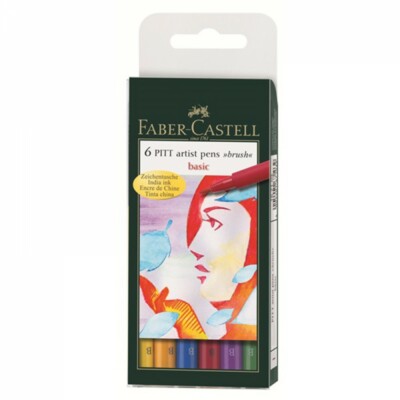 Faber Castell 6 Filz Pitt Farbe Basic artist pens ''brush'' *NEU*