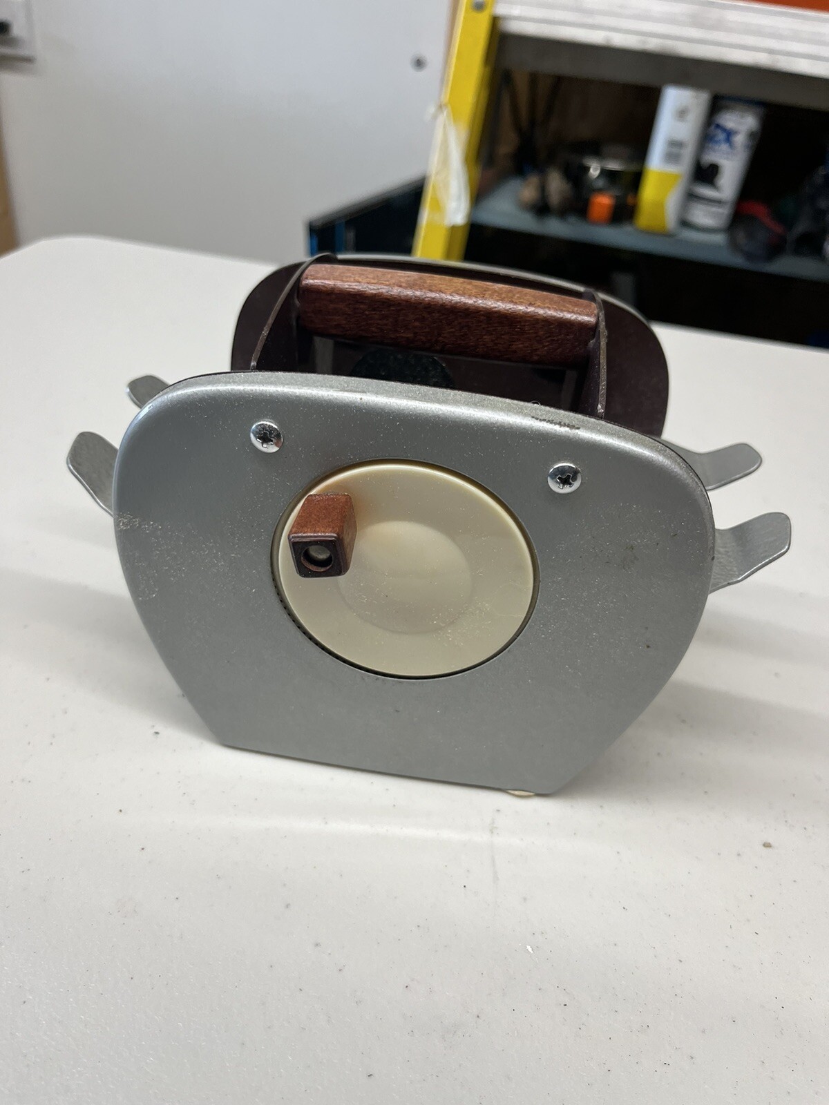 Vintage Nestor Johnson Metal & Wood Hand Crank Card Shuffler 1950'S Box