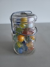 Ball Ideal Canning Jar With 39 Shooter Marbles-Various Colors,Sizes,Makers