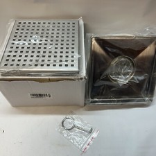 Square Shower Drain with Removable Quadrato Pattern Grate, 6 Inch with flange