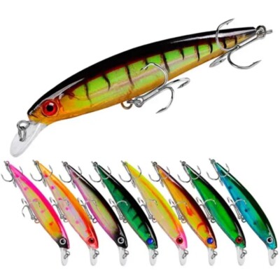 10pcs/Lot Rattle Fishing Lures Crankbaits Hooks Minnow Baits Tackle 9