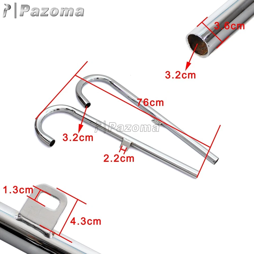 Silenciadores de escape retro Ural 32 HP para BMW M72 M1 R71 R12 Dnepr MT12 - acero 2 piezas Foto 4 de 4