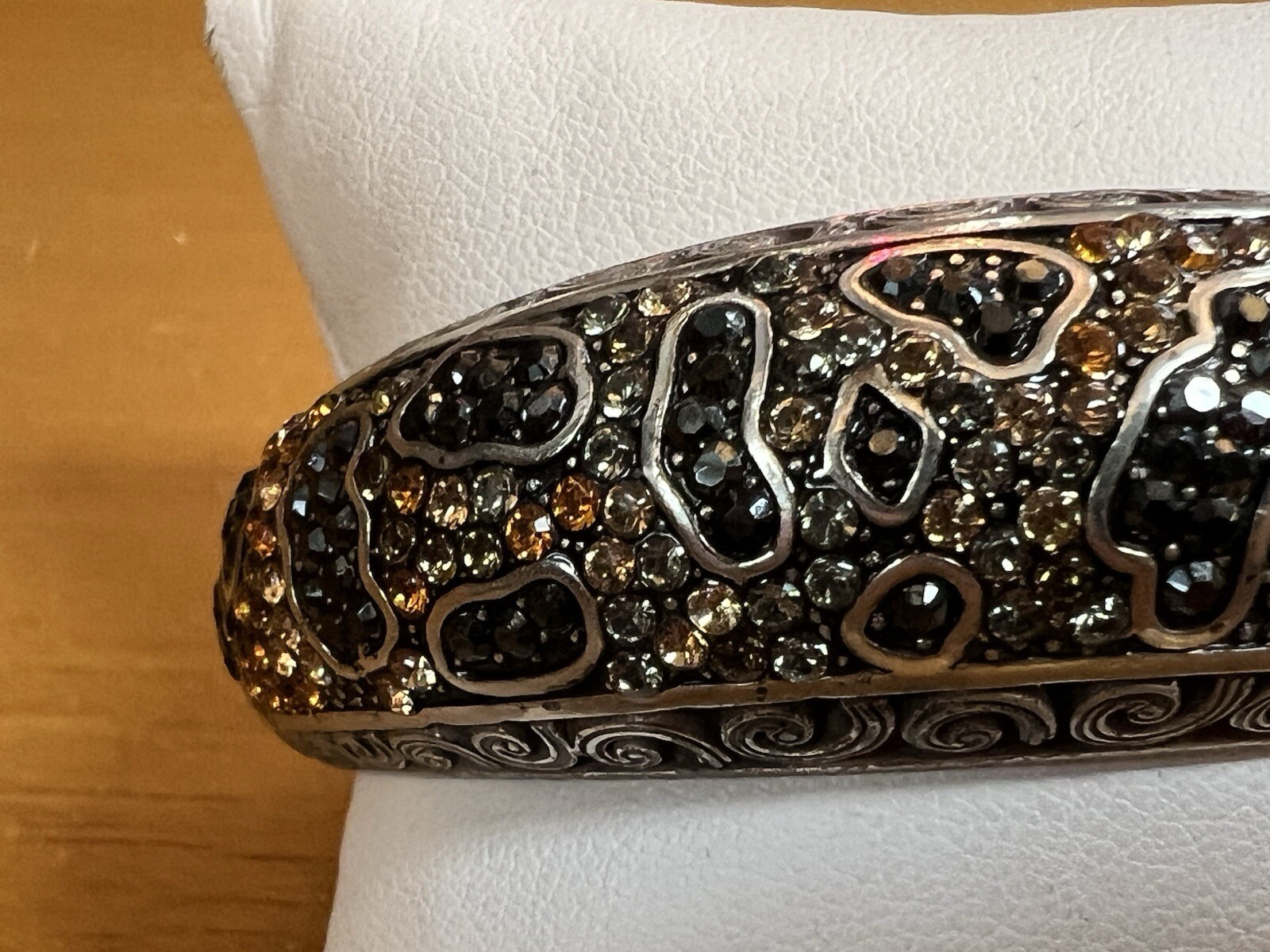 Brighton Rhinestone Leopard Pattern Wide Hinged B… - image 2