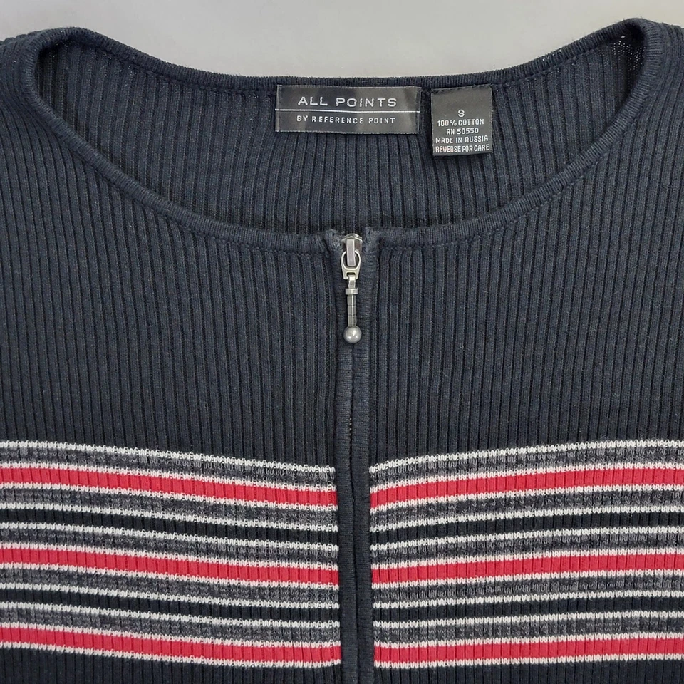 Blusa suéter All Points Reference Point feminina casual zíper completo tamanho P preta vermelha - Imagem 3 de 4