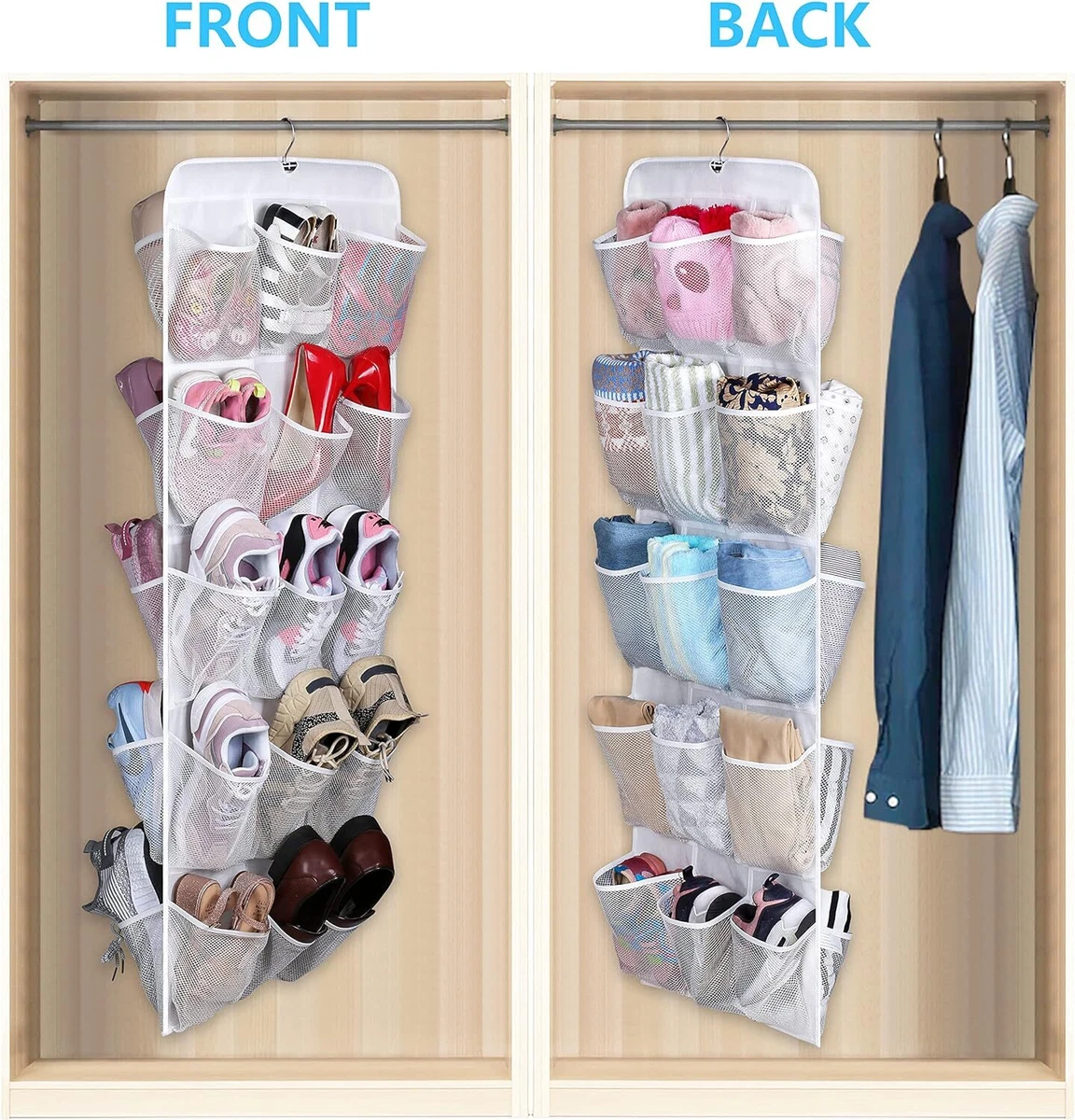 MISSLO 30 Pockets Dual Sided Hanging Baby Shoe Organizer for