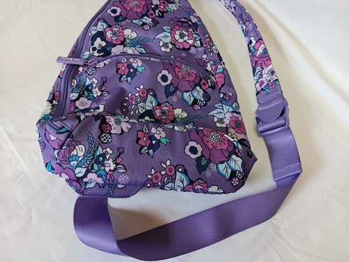 Vera Bradley Purple Floral Sling Backpack Flowers