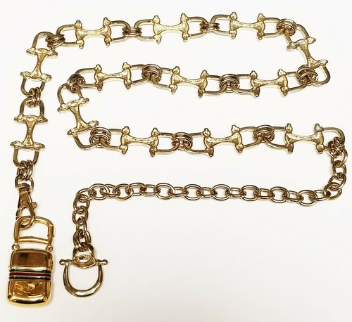 Vintage 1970's GUCCI Bridle Bit Gold Plated Adjustable BELT Hidden Box Charm - Picture 9 of 12