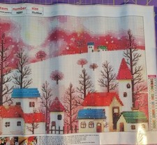 Holiday Village Diamond Art Painting Kit, 30x40cm, 20 Color Round Drills, New