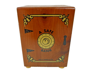 Vintage Cedar Bank box sequoia and kings canyon souvenir safe wells fargo