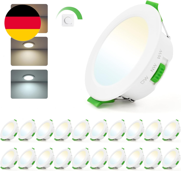 Leselux 20Er Set Led Einbaustrahler 230V Dimmbar, 5W Led Spots 68Mm 3000K Warmwe-image