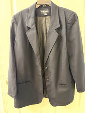 Sag Harbor Woman Black Solid Lined Blazer Jacket 18W Pockets Button Front