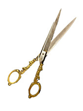 Antique/ Vintage Victorian Ornate German Heavy Brass Handled Scissors c.10"