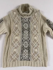 VTG Express Sweater Cable Knit Fisherman Grandpa Wool Mohair Angora NEW Med
