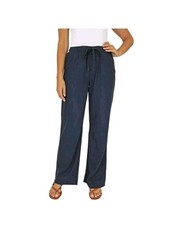 NWT Briggs Women's Linen Blend Pants Navy Blue Size Small
