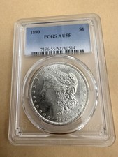 PCGS AU55 1890 Morgan Silver Dollar almost uncirculated 1$ fantastic condition