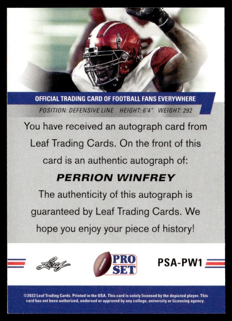 2022 Pro Set Draft Autographs Perrion Winfrey #PSA-PW1 RC view 2