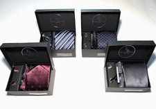 All 4 for $24! Men's Tie Gift Box Sets - Tie, Tie Clip, Handkerchief & Cufflinks