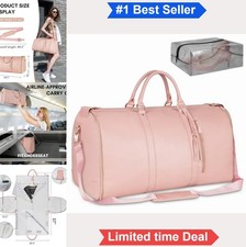 Convertible Garment Duffle Bag for Travel Faux Leather Foldable Carry On With