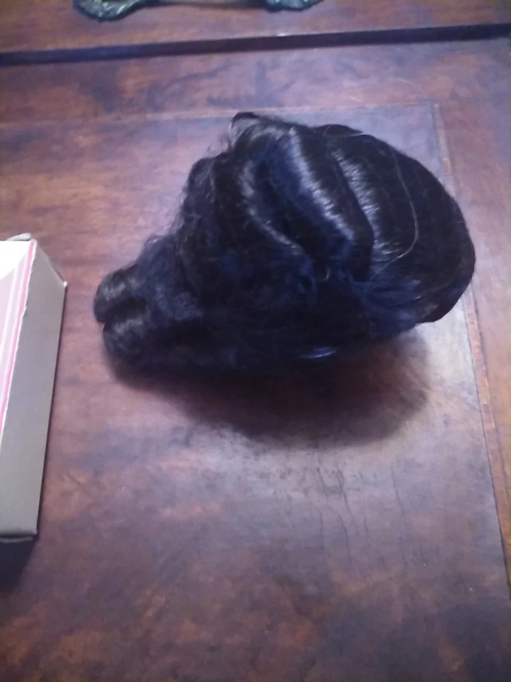 Lote de 2 pelucas de muñeca Dynel vintage para muñecas como nuevas en caja talla 10 morena oscura nuevas Foto 4 de 4