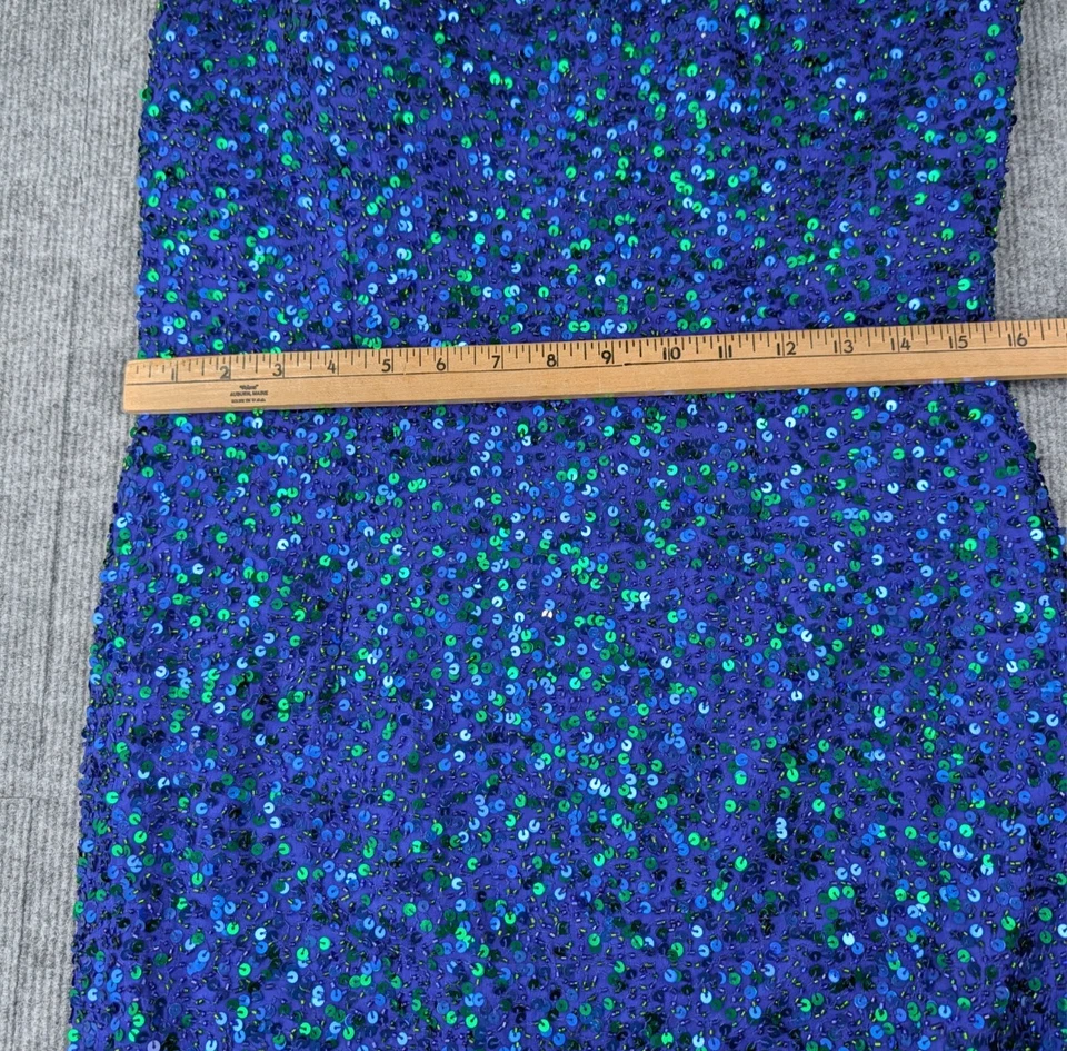 Винтажный Scala шелк бисером платье женщин XXL синий блестки Y2K причудливый фея 90-х - Изображение 4 из 4