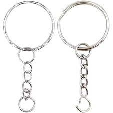 2X Stainless Steel Metal Flat Key Rings Keyring Keychain Split Ring Hoop