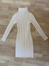 Hippie Rose White Turtleneck Cable-Knit Sweater Dress - Size Small